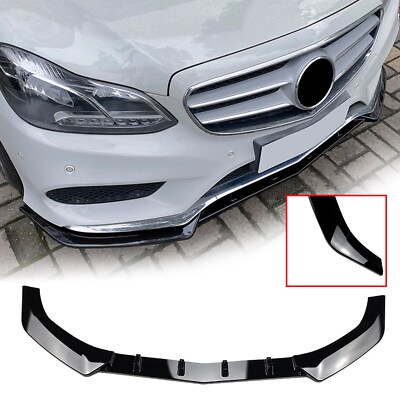 For Mercedes Benz E Class W212 Sport 13-15 Front Bumper Lip Spoiler Gloss Black