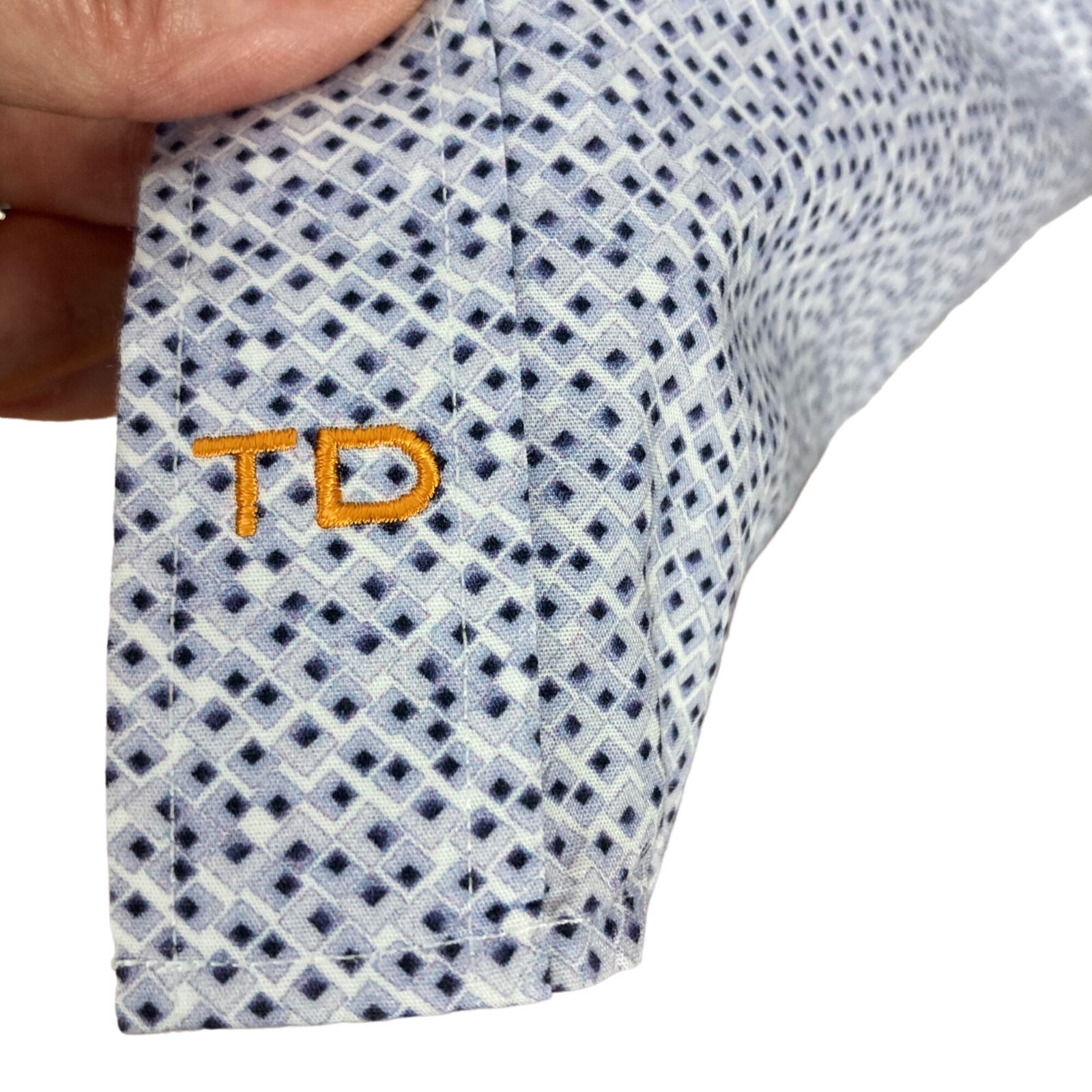 Thomas Dean Geometric Pattern Button Front Shirt … - image 6