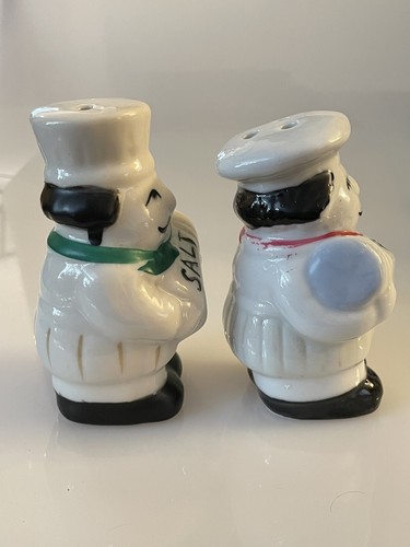Vintage Chefs Salt and Pepper Shakers Hand Painted Stoppers - Picture 5 of 8