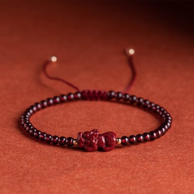 Dragon Protection Bracelet Natural Garnet Bracelet Pixiu Charm Healing Bracelet