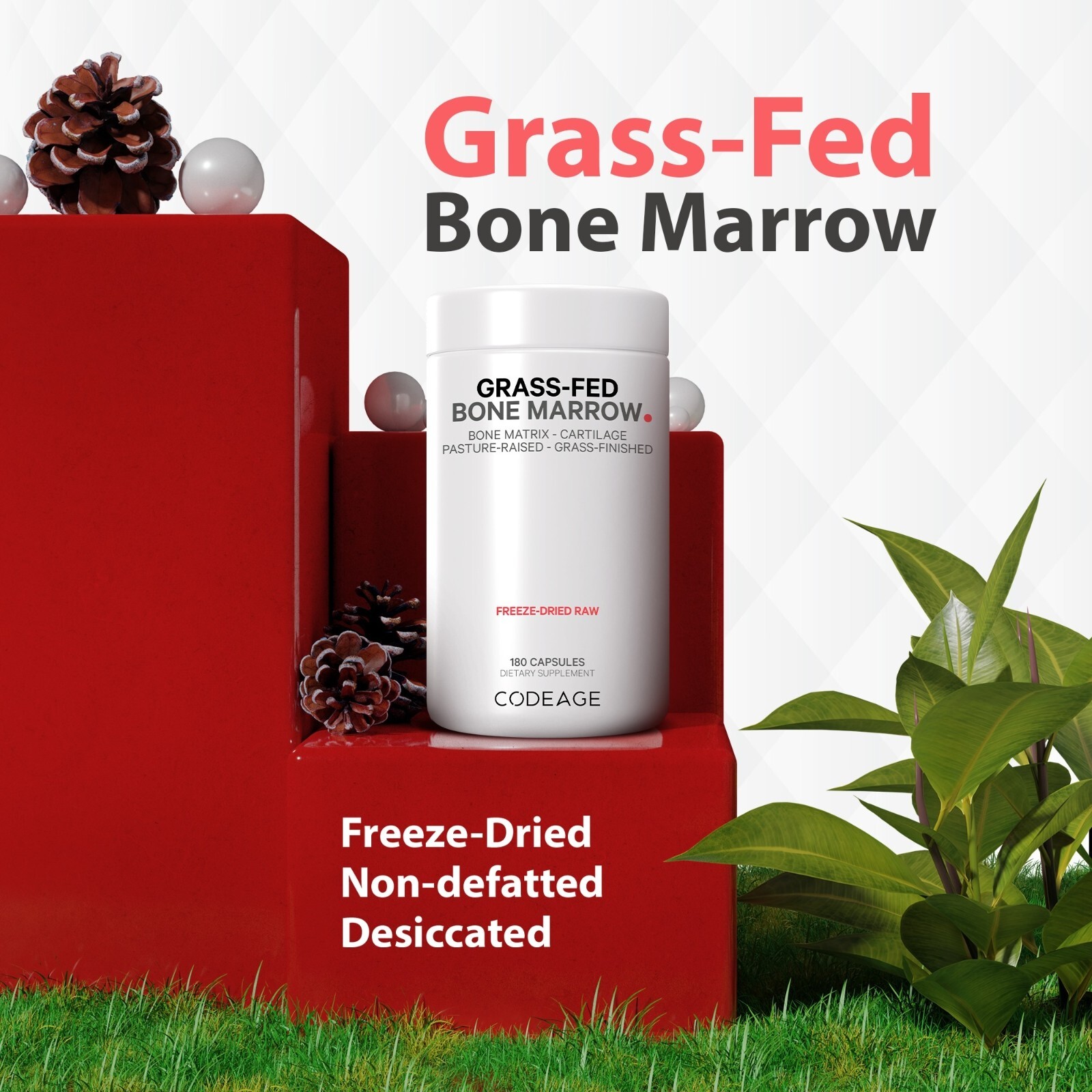 Codeage Grass Fed Bone Marrow Supplement Freeze Dried, NonDefatted