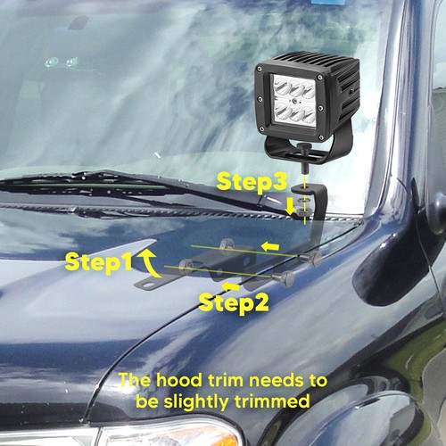 For 2000-2006 Toyota Tundra 40W Hood Ditch 3" LED Cube Pods & Mounts & Wiring - Picture 2 of 9