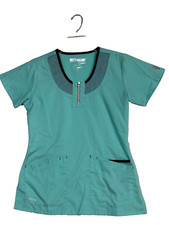 BARCO Grey's Anatomy Women's Scrub Top Aqua Fitted Scoop Neck Pockets Medical