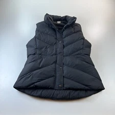 J Crew Down Puffer Vest Womens Small Gray Full Zip Pockets Fleece Lined Outdoors