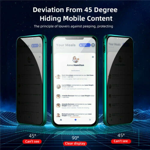 适用于 iPhone 16 Pro Max 15 14 13 12 11 防窥磁性外壳 双玻璃保护套 — 第 4/4 张图片