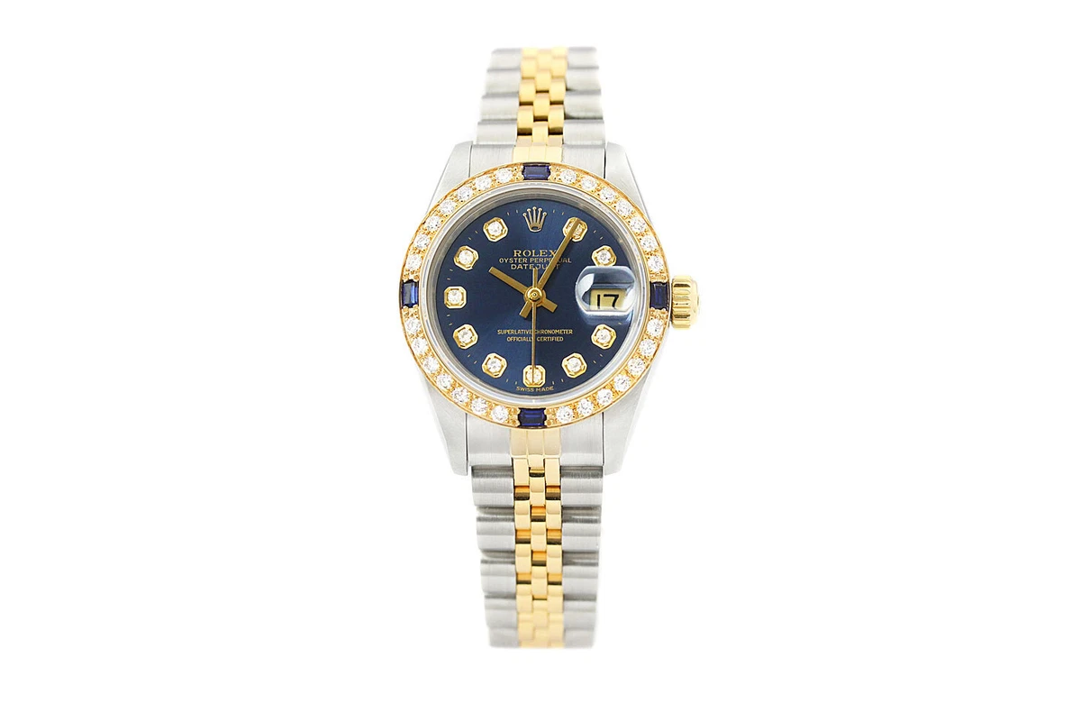 Rolex Ladies Datejust 69173 18K Gold & Steel Blue Dial Diamond 