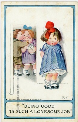 EARLY GREETINGS BEING GOOD IS SUCH A LONESOME JOBDIVIDED POSTCARD 1911  CANCEL | eBay