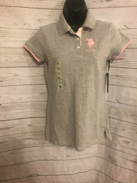 U.S. Polo Assn. Womenâs Polo Shirt Short Sleeve USPA Logo Grey Size XS | eBay