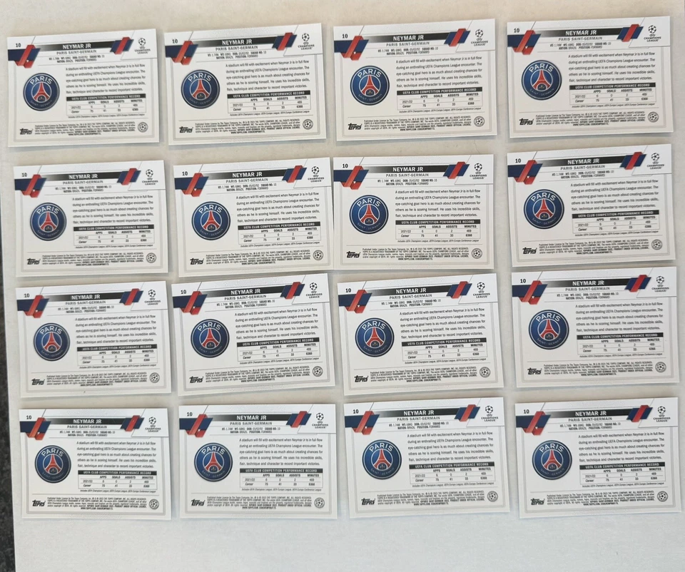 LOT (16) 2022-23 Topps Chrome UEFA Club Competitions NEYMAR JR #10 Cards PSG - Image 2 of 2