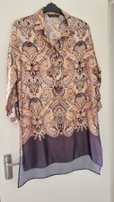 Camicia camicetta top Zara poliestere paisley caftano abito tunica top camicia M media 