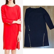 J.crew size 2 double zip 3/4 sleeves casual career sheath dress black