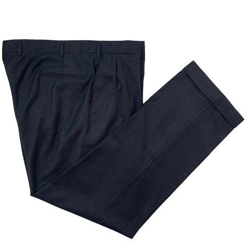 Mens 40 X 33 Paul Stuart Charcoal Grey Flannel Weight Pleated & Cuffed Trousers