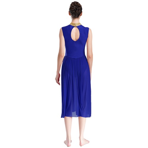 Womens Dresses Mock Neck Dancewear Stage Performance Dance Dress Fashion Shiny - Picture 25 of 66