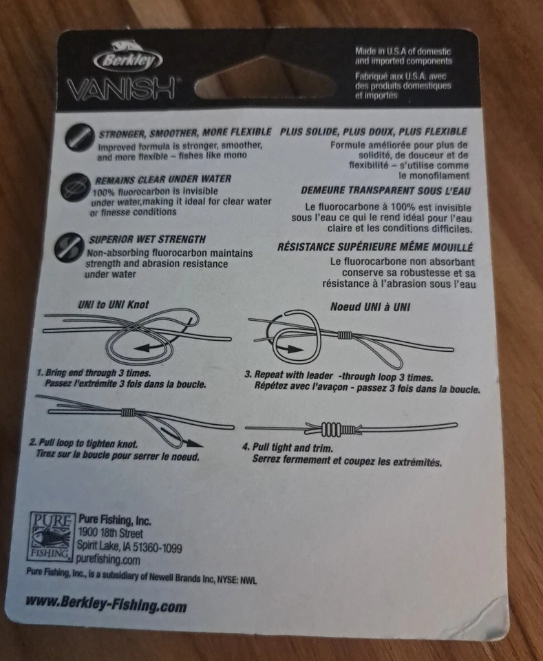 Berkley Vanish 100% Fluorocarbono Líder Material 40 Lb Prueba 25 Yardas Transparente Foto 2 de 2