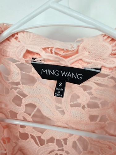 Ming Wang Size Small Womens Jacket Pink Floral Crochet Lace Collared - Picture 3 of 5