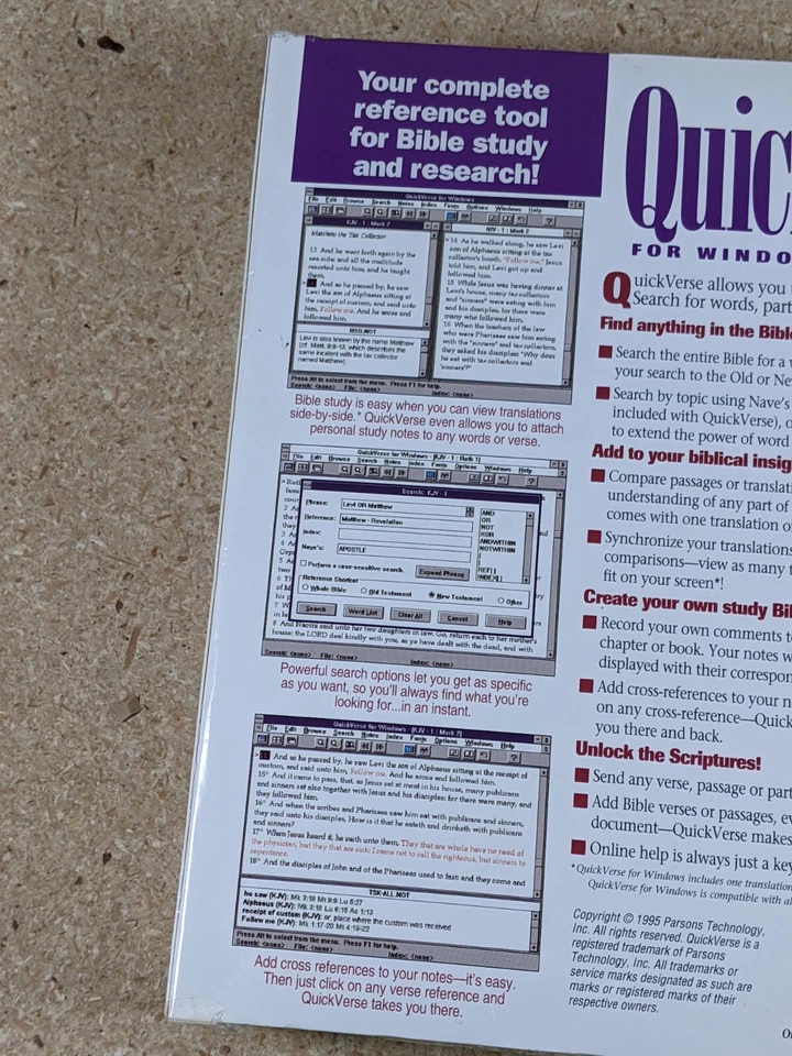 Quickverse 3.0 Windows Bible Reference Tool Sealed King James Version Vintage - Image 3 of 4