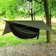 Outdoor Hammock With Tarp Rain Fly Shelter 3m, Camping Hammock with Mosquito Net