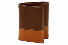 Timberland Men's Contrast Brown/Tan Leather Trifold Wallet