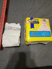 Vintage Plastic Backed Tape Tab Diapers, Medium/Large, 10-Pack