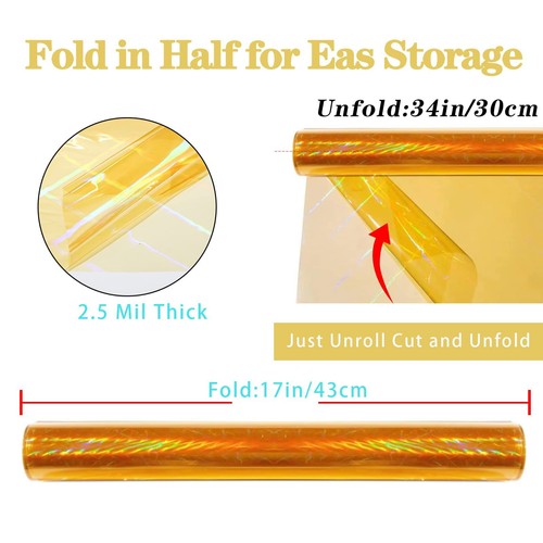 Iridescent Gold Cellophane Wrap Roll I 34 In Wide X 100 Ft Long I Colorful Ce... - Picture 2 of 7