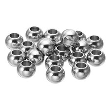 50Pcs Smooth Round Spacer Beads, 10mm OD 5mm ID Loose Balls Spacers, Silver