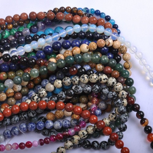 Lot Natural Gemstone Round Charm Spacer Loose Beads 4MM 6MM 8MM 10MM 12MM@