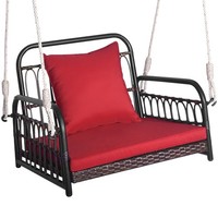 Hanging Porch Swing Chair Rattan Woven Rocking Chair Single Hanging Seat