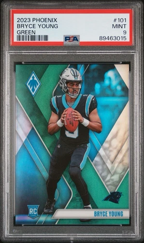 2023 Panini Phoenix Bryce Young Rookie Card Green Prizm 01/25 PSA 9 Panthers