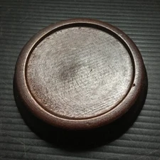 Vintage 1980s Round Brown Wooden Display Stand Pedestal 3.25"D