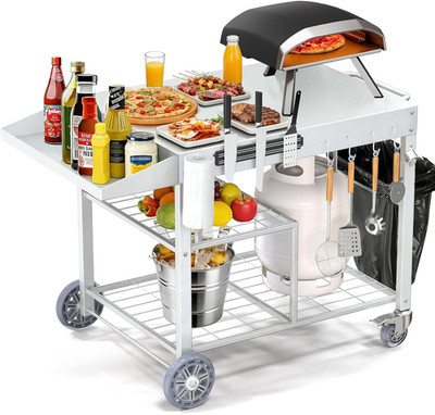 Outdoor Grill Table for Blackstone Griddle, Pizza Oven Table with Storage, Movab