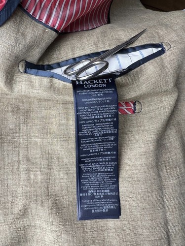 Hackett London Men's Half Lined Tan Linen Delave Jacket Blazer Size US 44R EU 54 - Picture 13 of 17