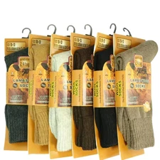 6 pairs Men's Winter Warm merino lamb wool Boots Thermal Crew Socks Size 10-13