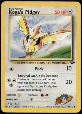 Pokemon TCG KOGA'S PIDGEY 80/132 GOOD GYM CHALLENGE COMMON ENGLISH 2000