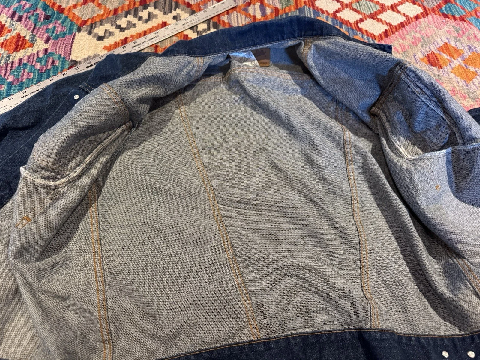 Wrangler Trucker Jacket Blue Denim Broken Twill Large Authentic Western - product detail image 8