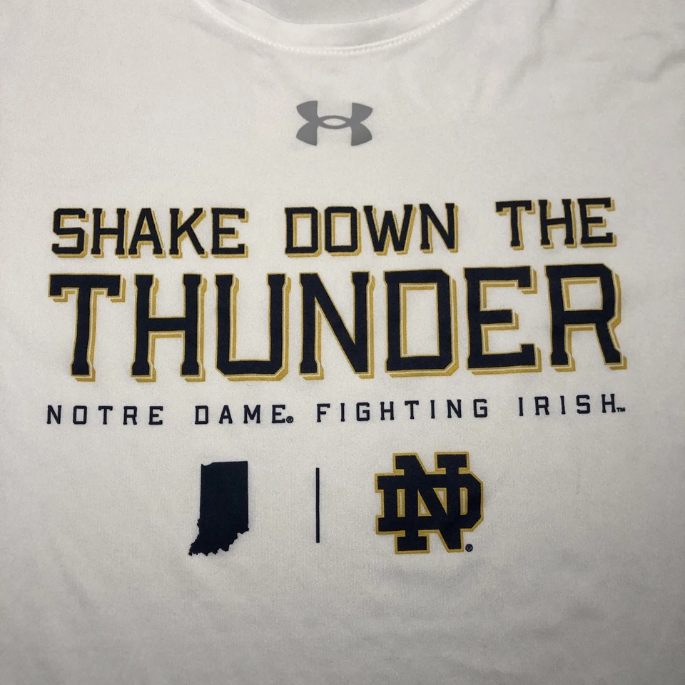 Футболка игрока в лакросс Notre Dame No27 командный выпуск Under Armour размер L/S маленькая белая - Изображение 3 из 4