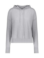 MINNIEROSE Womens Gray Tie Distressed Hem And Cuffs Long Sleeve Hoodie Sweater S