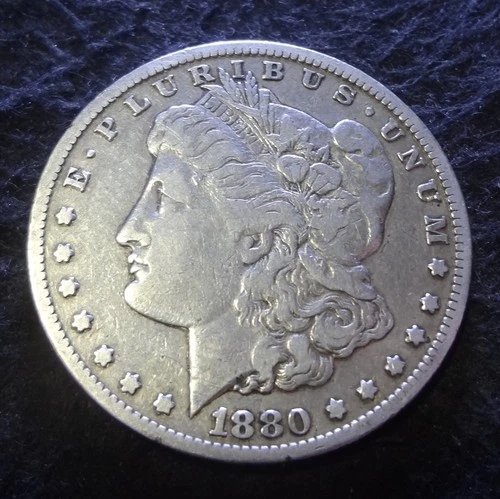 1880-CC Morgan Silver Dollar - Choice Fine F+ details from the Carson City mint