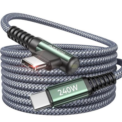 AINOPE 240W USB C to USB C Cable [10FT] Right Angle C to C Cable Fast Charging,S