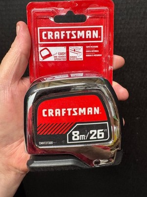 Craftsman 8m 26ft Tape Measure Chrome Rubber Grip Metric Imperial Auto Lock NEW