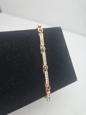 Vinatge Cz And Amethyst Tennis Bracelet