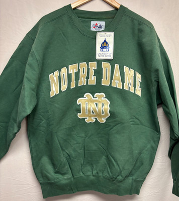 Notre Dame Majestic Sweatshirt Crewneck Mens Green Graphic Pullover NWT