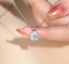 2ct VVS1 D Necklace Pendant 18K White Gold Lab-Created Diamond Test Pass