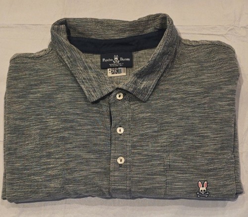 Psycho Bunny Herren Kurzarm Polo Pima Baumwolle Big & Tall 4XL grau