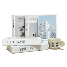 Faux Books for Decoration - Set of 5 Decorative Books for Home Decor, Shelf D...