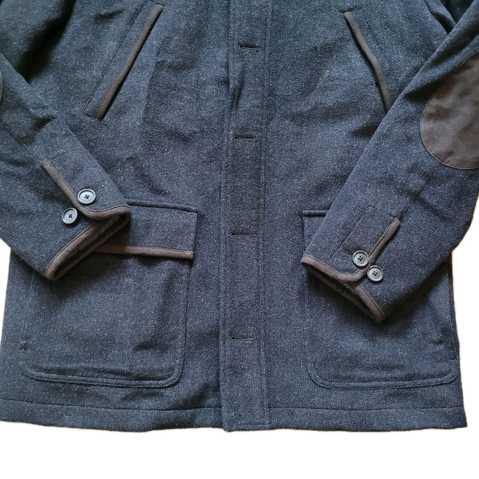 Abrigo Daniel Cremieux 100% Lana Para Hombre Mediano Firma Colección Parche Codo Azul Foto 2 de 4