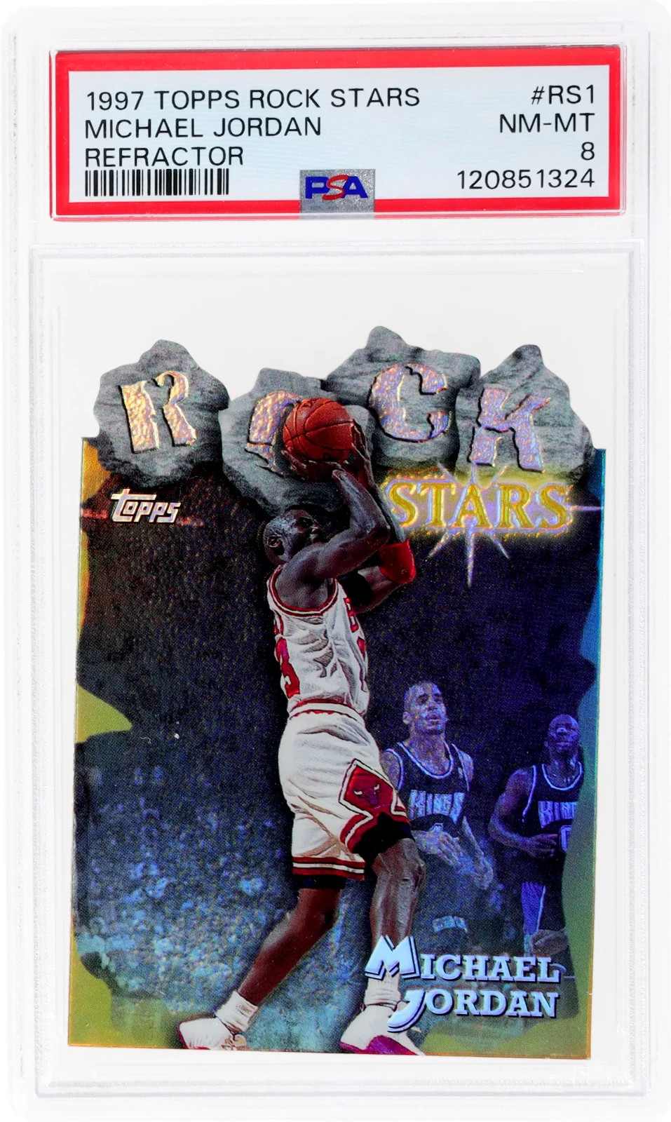 Michael Jordan 1997 Topps Rock Stars Refractor #RS1 PSA 8