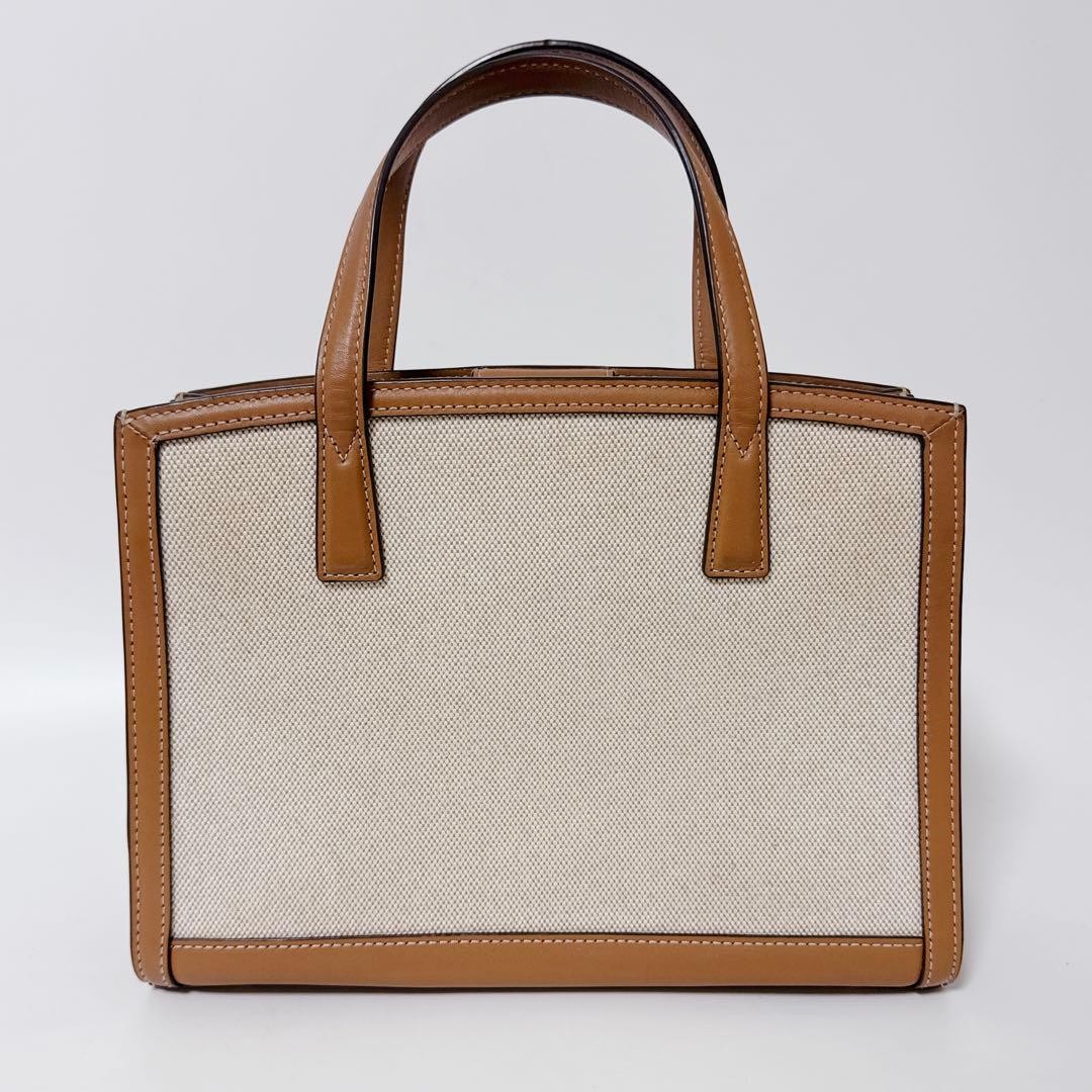 Tory Burch Tote Bag Shoulder Bag Canvas Leather Beige Women's From Japan thumbnail 3