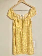 Reformation Maison Floral Print Yellow Tie-Front Mini Dress Sz L- EUC