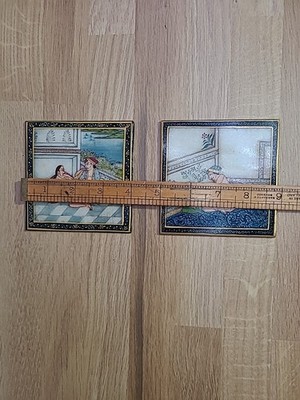 Handbemalte indische Erotik ''Karma Sutra'' Quarzfliese mit Schriftinschrift  