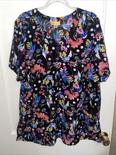 WonderWink Women  s Scrub Top Floral Print Size XL Excellent Condition